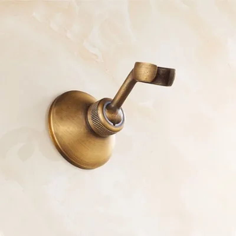 Antique Brass Rainfall Shower Head 3-Way Faucet Diverter Valve Wall Mount Brass Fixer Bracket Handshower Brass Shower Arm