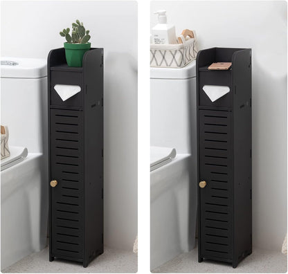 Small Bathroom Storage Cabinet: Bathroom Toilet Paper Cabinet Fit for Small Roll,Black