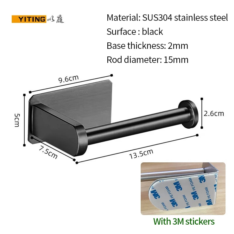 YITING SUS304 Stainless Steel Paper Towel Holder Kitchen Towel Holder Storage Rack Non-Perforated Plastic Wrap Holder 1 Pack