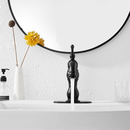 Matte Black Bathroom Faucet  360° Swivel Bathroom Vanity Faucet Single Handle One Hole Black Bathroom Sink Faucet Basin Matching Pop up Drain with Overflow