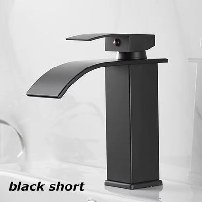 Waterfall Wash Basin Stainless Steel High and Low Faucet Black Hot and Cold Toilet Wash Basin Bathroom Home