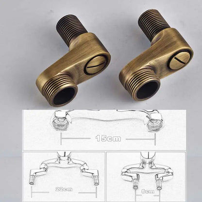 Antique Brass Rainfall Shower Head 3-Way Faucet Diverter Valve Wall Mount Brass Fixer Bracket Handshower Brass Shower Arm
