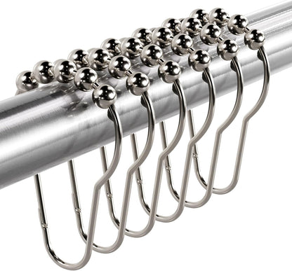 Shower Curtain Hooks Rings, Rust-Resistant Metal Shower Curtain Hooks for Bathroom Shower Rods Shower Hooks Shower Rings for Curtain - Set of 12, Nickel