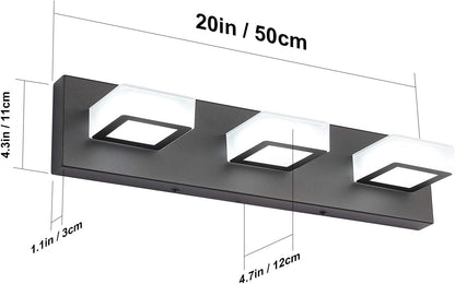 LED Modern Black Bathroom Vanity Lights 3 Lights Acrylic Modern Black Bathroom Wall Lighting Fixtures