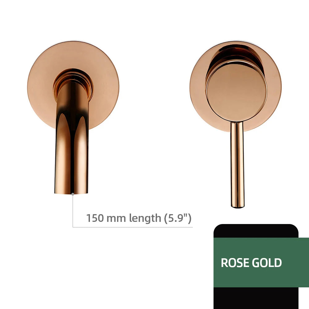 Basin Faucet Bathroom Mixer Sink Tap Wall Mounted Brass Matt Black with Single Handle Hot Cold Water White Rose Gold Set