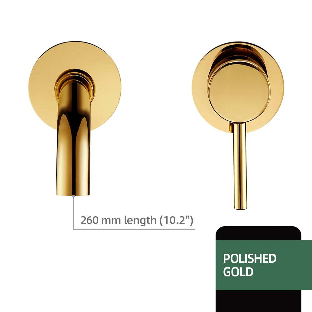 Basin Faucet Bathroom Mixer Sink Tap Wall Mounted Brass Matt Black with Single Handle Hot Cold Water White Rose Gold Set