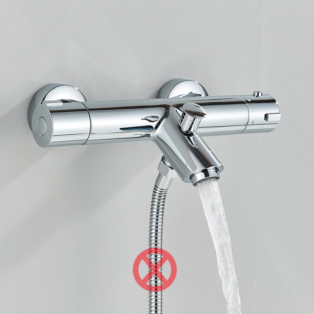 Chrome Thermostatic Shower Faucets Set Bathroom Thermostatic Mixer Tap Hot and Cold Bathroom Mixer Mixing Valve Bathtub Faucet
